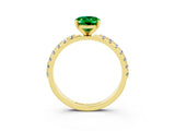 Yellow gold Oval Cut Emerald Solitaire Pavé Band with Four-Prong Setting_3