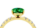Yellow gold Oval Cut Emerald Solitaire Pavé Band with Four-Prong Setting_4