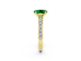 Yellow gold Oval Cut Emerald Solitaire Pavé Engagement Ring with Round Band and Prong Setting_14