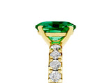 Yellow gold Oval Cut Emerald Solitaire Pavé Engagement Ring with Round Band and Prong Setting_17