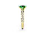 Yellow gold Oval Cut Emerald Solitaire Pavé Engagement Ring with Round Band and Prong Setting_68
