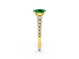 Yellow gold Oval Cut Emerald Solitaire Ring with Cathedral Setting and Pavé Band_2