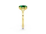 Yellow gold Oval Cut Emerald Solitaire Ring with Flower Prong Setting and Classic Band_14