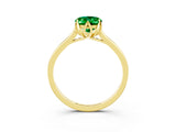 Yellow gold Oval Cut Emerald Solitaire Ring with Flower Prong Setting and Classic Band_15