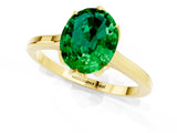 Yellow gold Oval Cut Emerald Solitaire Ring with Flower Prong Setting and Classic Band_37