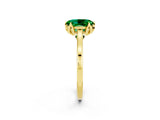 Yellow gold Oval Cut Emerald Solitaire Ring with Flower Prong Setting and Classic Band_38