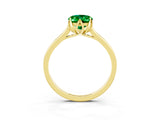 Yellow gold Oval Cut Emerald Solitaire Ring with Flower Prong Setting and Classic Band_39