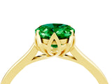 Yellow gold Oval Cut Emerald Solitaire Ring with Flower Prong Setting and Classic Band_40