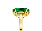 Yellow gold Oval Cut Emerald Solitaire Ring with Flower Prong Setting and Classic Band_41