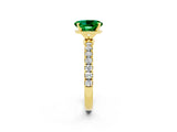 Yellow gold Oval Cut Emerald Solitaire Ring with Pavé Accents and Four-Prong Setting_2