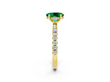 Yellow gold Oval Cut Emerald Solitaire Ring with Pavé Band and Four-Prong Setting_26