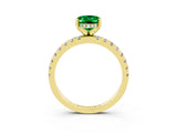 Yellow gold Oval Cut Emerald Solitaire Ring with Pavé Band and Four-Prong Setting_27