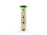 Yellow gold Oval Cut Emerald Solitaire Ring with Pavé and Channel Set Band_2
