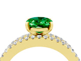 Yellow gold Oval Cut Emerald Solitaire Ring with Pavé and Channel Set Band_4