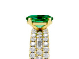 Yellow gold Oval Cut Emerald Solitaire Ring with Pavé and Channel Set Band_5