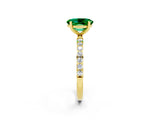 Yellow gold Oval Cut Emerald Solitaire Ring with Pave Band and Four Prong Setting_26