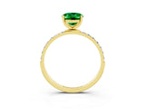 Yellow gold Oval Cut Emerald Solitaire Ring with Pave Band and Four Prong Setting_27