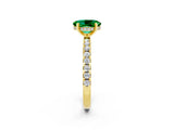 Yellow gold Oval Cut Emerald Solitaire Ring with Round  Pavé Band and Four-Prong Setting_38