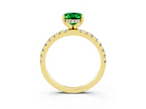 Yellow gold Oval Cut Emerald Solitaire Ring with Round  Pavé Band and Four-Prong Setting_39