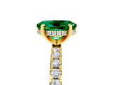 Yellow gold Oval Cut Emerald Solitaire Ring with Round  Pavé Band and Four-Prong Setting_41
