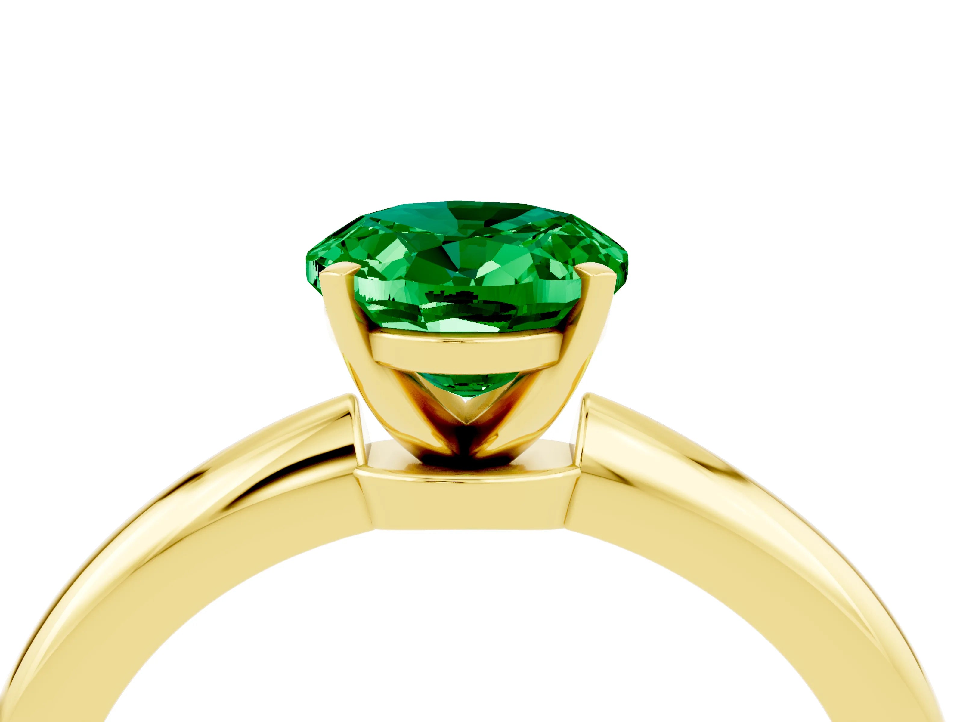 Yellow gold Oval Cut Emerald Solitaire Ring with Six-Prong Setting and Classic Band_4