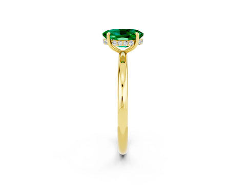 Yellow gold Oval Cut Emerald Solitaire Ring with Thin Band and Four-Prong Setting_14