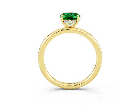 Yellow gold Oval Cut Emerald Solitaire Ring with Thin Band and Four-Prong Setting_15