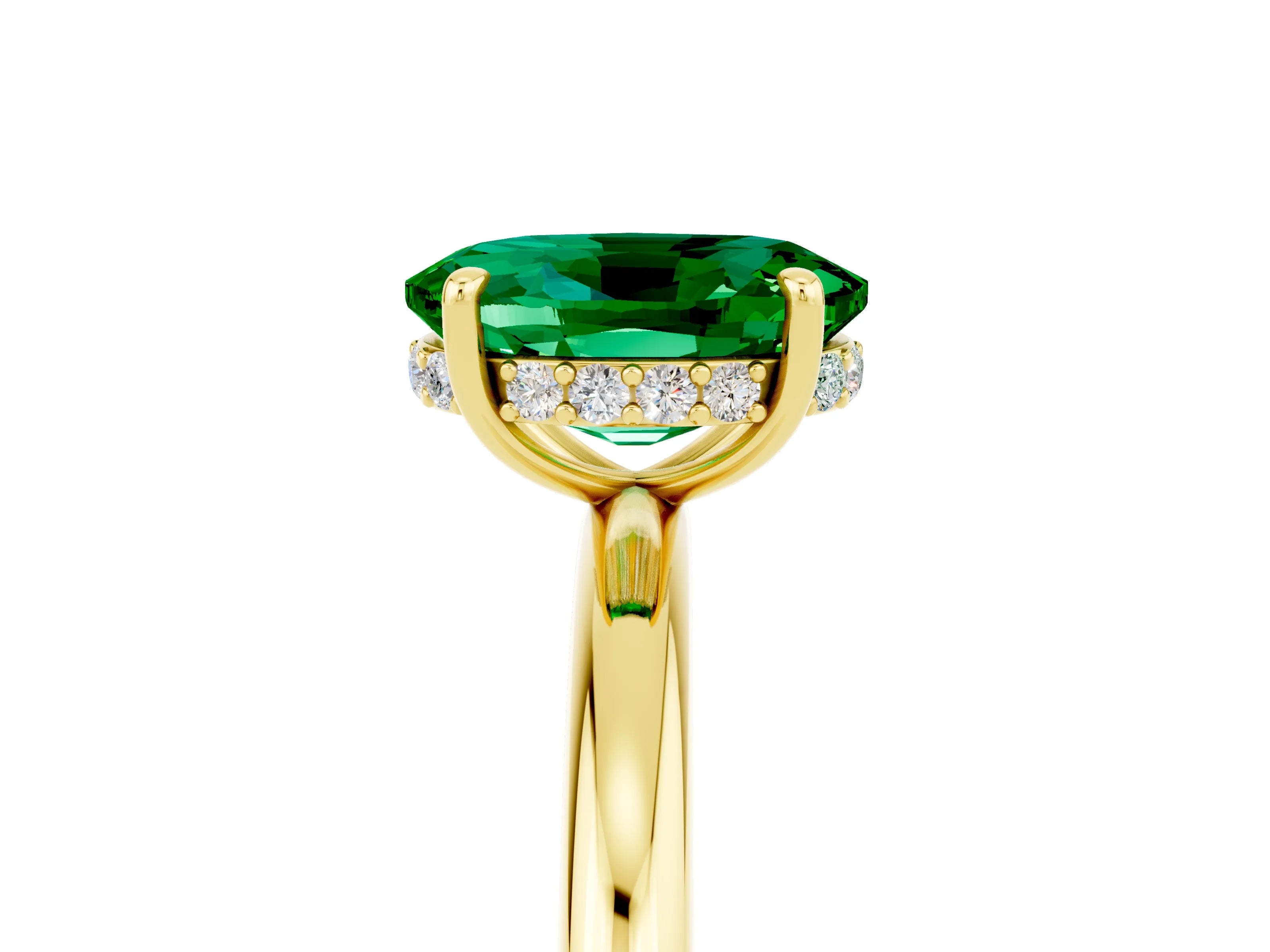 Yellow gold Oval Cut Emerald Solitaire Ring with Thin Band and Four-Prong Setting_17