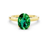 Yellow gold Oval Cut Emerald Solitaire Ring with Thin Band and Prong Setting_12