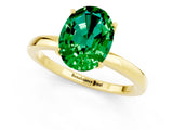 Yellow gold Oval Cut Emerald Solitaire Ring with Thin Band and Prong Setting_13