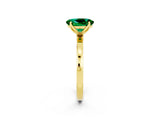 Yellow gold Oval Cut Emerald Solitaire Ring with Thin Band and Prong Setting_14