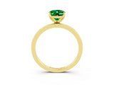 Yellow gold Oval Cut Emerald Solitaire Ring with Thin Band and Prong Setting_15