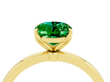Yellow gold Oval Cut Emerald Solitaire Ring with Thin Band and Prong Setting_16