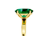 Yellow gold Oval Cut Emerald Solitaire Ring with Thin Band and Prong Setting_17