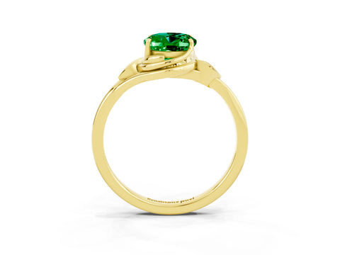 Yellow gold Oval Cut Emerald Solitaire Ring with Twist Band and Four-Prong Setting_27
