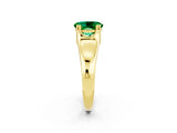 Yellow gold Oval Cut Emerald Solitaire Ring with Wide Band and Prong Setting_2