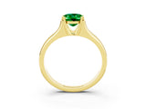 Yellow gold Oval Cut Emerald Solitaire Ring with Wide Band and Prong Setting_3
