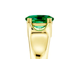 Yellow gold Oval Cut Emerald Solitaire Ring with Wide Band and Prong Setting_5