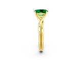 Yellow gold Oval Cut Emerald Solitaire Twist Band Prong Setting Ring_62
