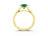 Yellow gold Oval Cut Emerald Solitaire Twist Band Prong Setting Ring_63