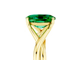 Yellow gold Oval Cut Emerald Solitaire Twist Band Prong Setting Ring_65