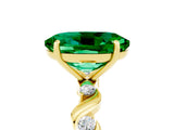 Yellow gold Oval Cut Emerald Solitaire Twisted Band with Round  Accents and Prong Setting_17