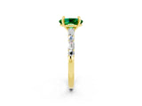 Yellow gold Oval Cut Emerald Solitaire with Side Baguettes and Channel Set Band_2
