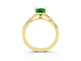Yellow gold Oval Cut Emerald Solitaire with Side Baguettes and Channel Set Band_3