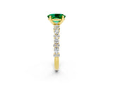 Yellow gold Oval Cut Emerald Solitaire with Side Stones, Pave Band, Four-Prong Setting_38