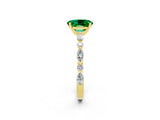 Yellow gold Oval Cut Emerald Solitaire with Side Stones on a Pavé Band and Four-Prong Setting_2