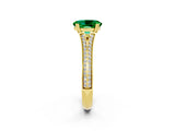 Yellow gold Oval Cut Emerald Split Shank Engagement Ring with Pavé Band_2