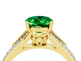 Yellow gold Oval Cut Emerald Split Shank Engagement Ring with Pavé Band_4