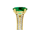 Yellow gold Oval Cut Emerald Split Shank Engagement Ring with Pavé Band_5