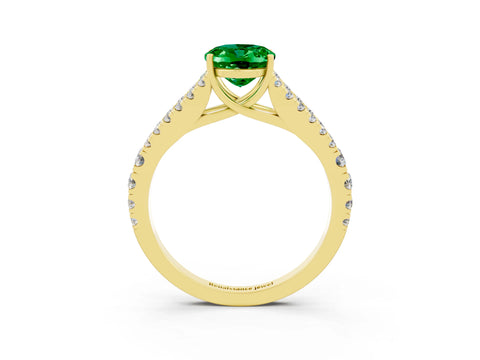 Yellow gold Oval Cut Emerald Split Shank Pavé Engagement Ring with Four-Prong Setting_15